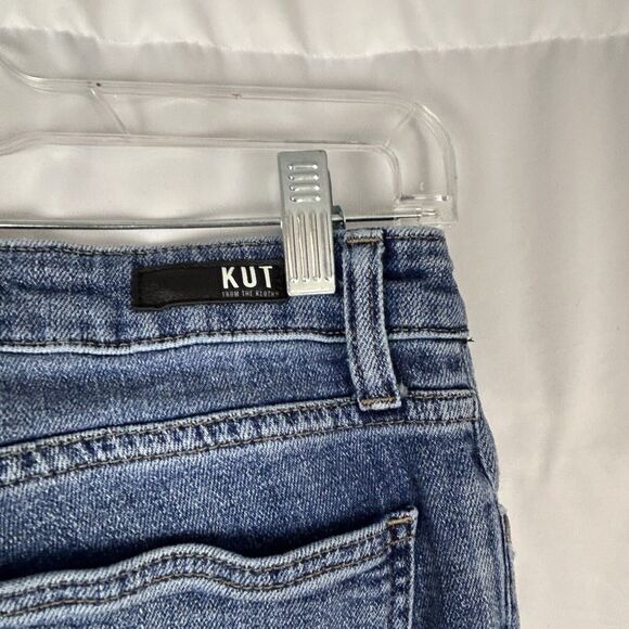 KUT FROM THE KLOTH REESE Jeans Womens Straight Leg 4 Blue Frayed Hem Button Fly - Picture 8 of 8